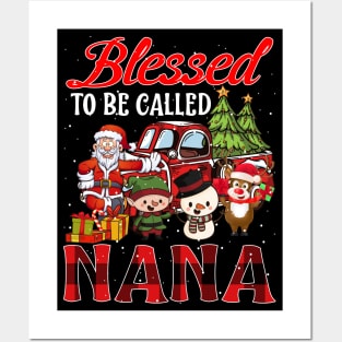 Blessed To Be Called Nana Christmas Buffalo Plaid Truck Posters and Art